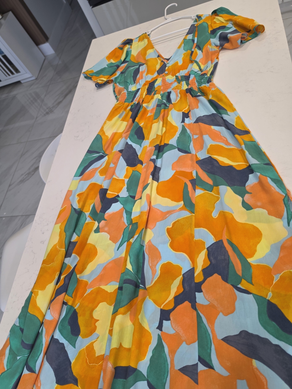 Orange Floral Maxi Dress with Green Accents - Women - Picture 2 of 11